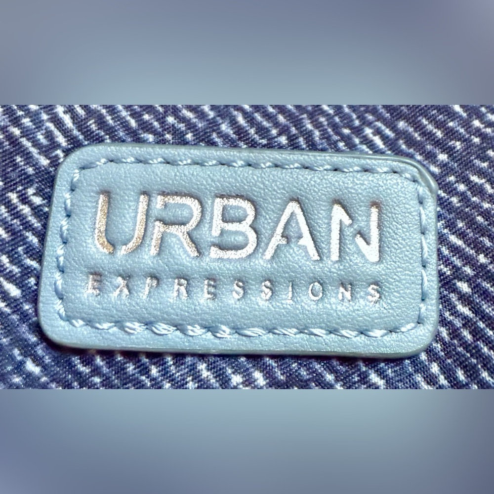 NWOT Urban Expressions Navy & Light Blue purse / briefcase - Picture 3 of 11